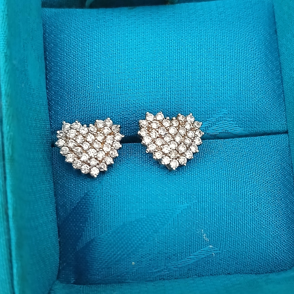 Pave Heart-Shaped Silver Earrings